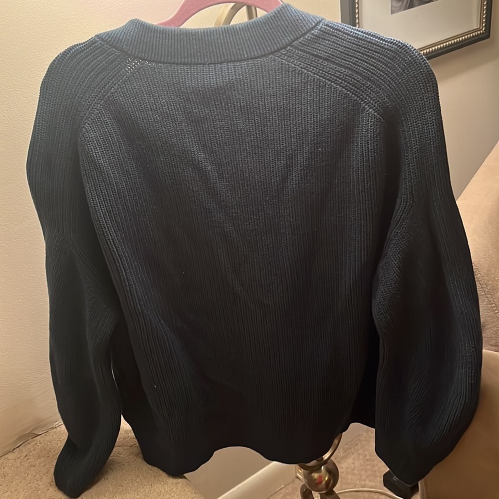 COS Navy Blue Ribbed Button-Front Cardigan - Picture 3 of 3